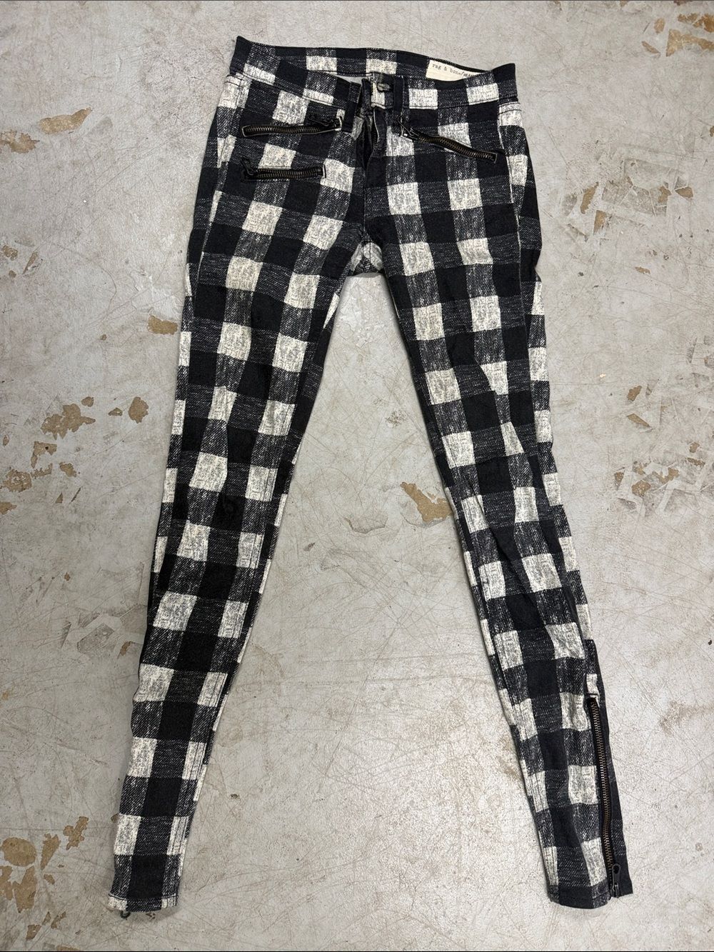 Black & White Buffalo Check Skinny Pants Rag & Bone Size 24 - LIKE NEW